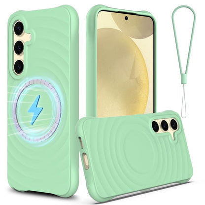 Wave Texture MagSafe Magnetic Liquid Silicone Phone Case, For Samsung Galaxy S26+ 5G, For Samsung Galaxy S26 Ultra 5G, For Samsung Galaxy S26 5G, For Samsung Galaxy S25 5G