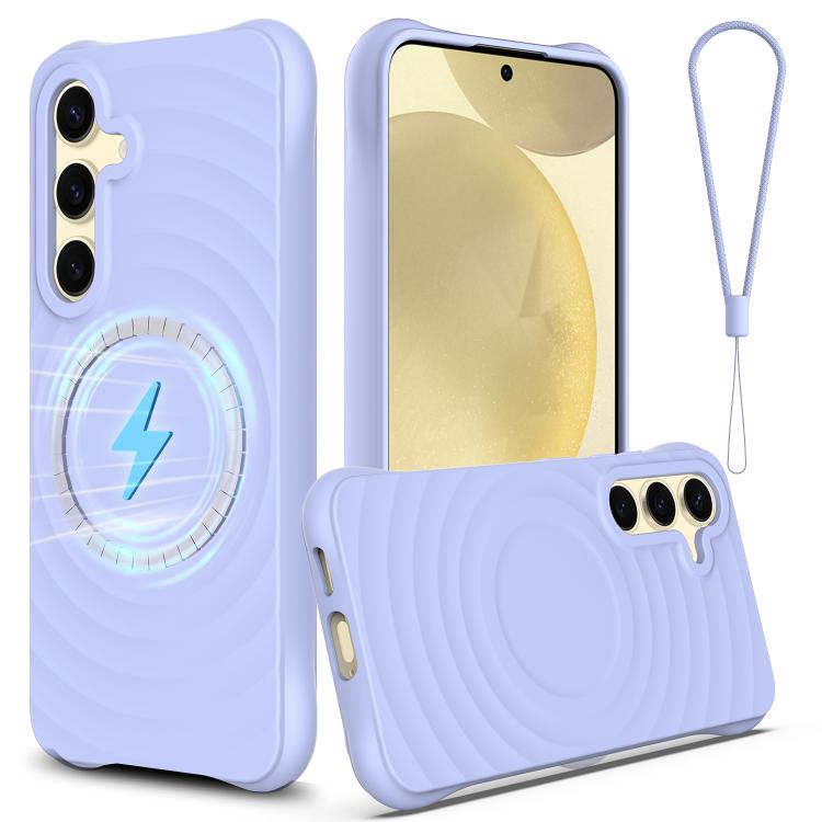 Wave Texture MagSafe Magnetic Liquid Silicone Phone Case, For Samsung Galaxy S26+ 5G, For Samsung Galaxy S26 Ultra 5G, For Samsung Galaxy S26 5G, For Samsung Galaxy S25 5G