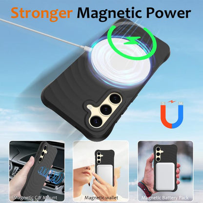 Wave Texture MagSafe Magnetic Liquid Silicone Phone Case, For Samsung Galaxy S26+ 5G, For Samsung Galaxy S26 Ultra 5G, For Samsung Galaxy S26 5G, For Samsung Galaxy S25 5G