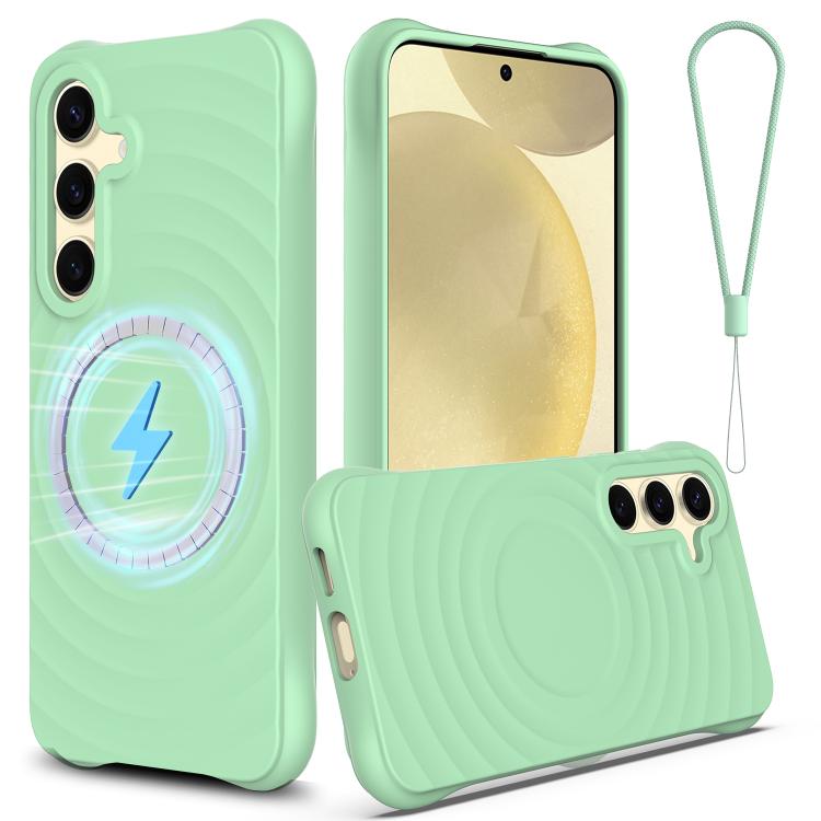 Wave Texture MagSafe Magnetic Liquid Silicone Phone Case, For Samsung Galaxy S26+ 5G, For Samsung Galaxy S26 Ultra 5G, For Samsung Galaxy S26 5G, For Samsung Galaxy S25 5G