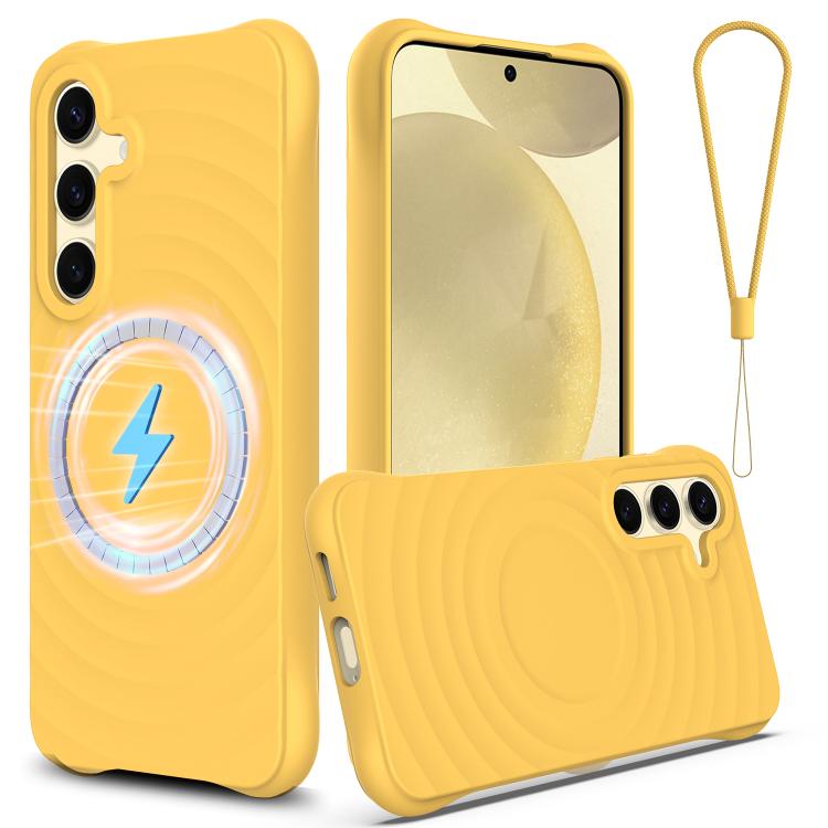 Wave Texture MagSafe Magnetic Liquid Silicone Phone Case, For Samsung Galaxy S26+ 5G, For Samsung Galaxy S26 Ultra 5G, For Samsung Galaxy S26 5G, For Samsung Galaxy S25 5G