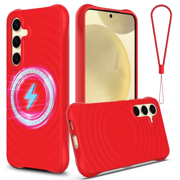 Wave Texture MagSafe Magnetic Liquid Silicone Phone Case, For Samsung Galaxy S26+ 5G, For Samsung Galaxy S26 Ultra 5G, For Samsung Galaxy S26 5G, For Samsung Galaxy S25 5G