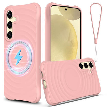 Wave Texture MagSafe Magnetic Liquid Silicone Phone Case, For Samsung Galaxy S26+ 5G, For Samsung Galaxy S26 Ultra 5G, For Samsung Galaxy S26 5G, For Samsung Galaxy S25 5G