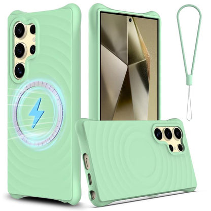 Wave Texture MagSafe Magnetic Liquid Silicone Phone Case, For Samsung Galaxy S26+ 5G, For Samsung Galaxy S26 Ultra 5G, For Samsung Galaxy S26 5G, For Samsung Galaxy S25 5G