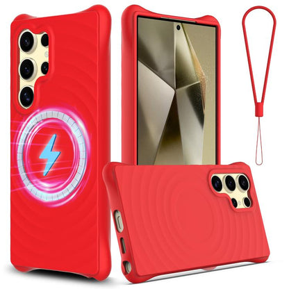 Wave Texture MagSafe Magnetic Liquid Silicone Phone Case, For Samsung Galaxy S26+ 5G, For Samsung Galaxy S26 Ultra 5G, For Samsung Galaxy S26 5G, For Samsung Galaxy S25 5G