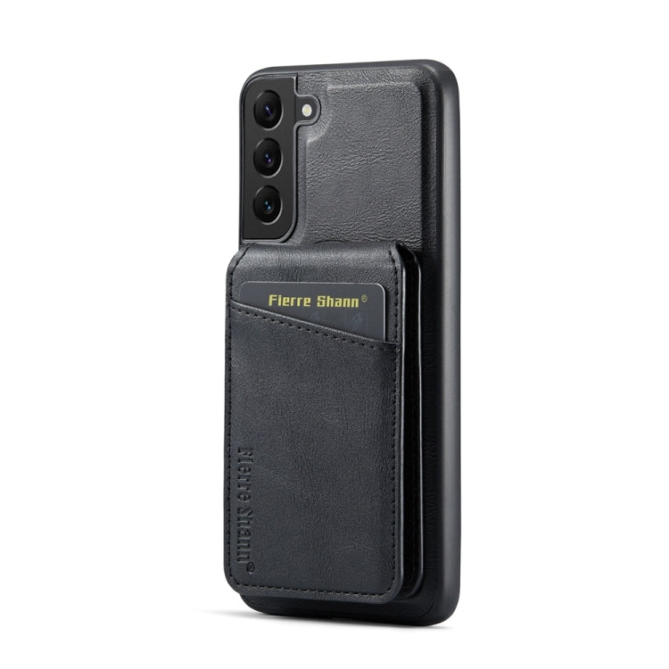 Fierre Shann Cowhide Vertical Flip Magnetic Card Holder Phone Case, For Samsung Galaxy S22+ 5G, For Samsung Galaxy S22 5G