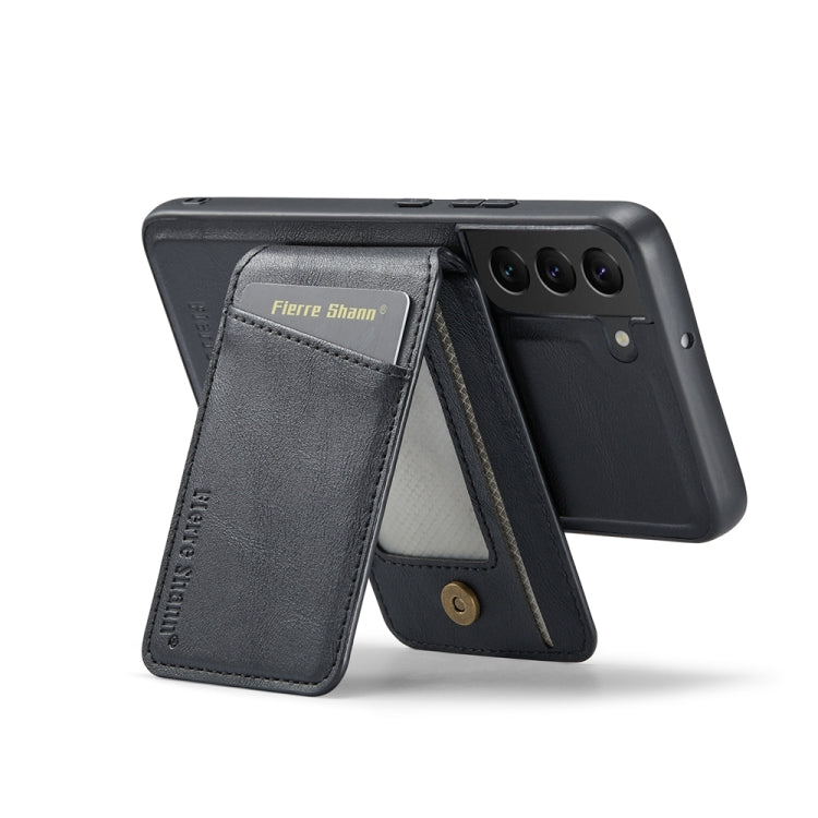 Fierre Shann Cowhide Vertical Flip Magnetic Card Holder Phone Case, For Samsung Galaxy S22+ 5G, For Samsung Galaxy S22 5G