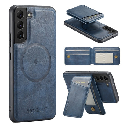 Fierre Shann Cowhide Vertical Flip Magnetic Card Holder Phone Case, For Samsung Galaxy S22+ 5G, For Samsung Galaxy S22 5G
