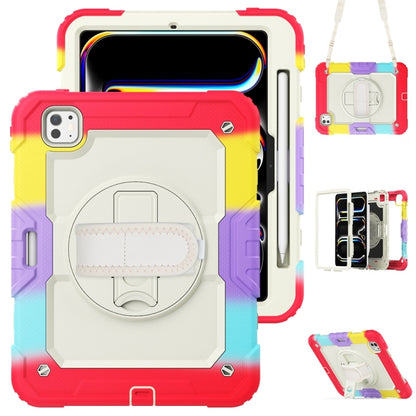 Lucky Wheel Grip Silicone Hybrid PC Tablet Case with Shoulder Strap, For iPad Pro 11 2025 / 2024