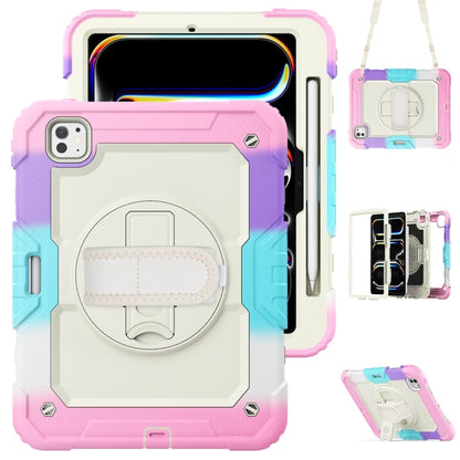 Lucky Wheel Grip Silicone Hybrid PC Tablet Case with Shoulder Strap, For iPad Pro 11 2025 / 2024