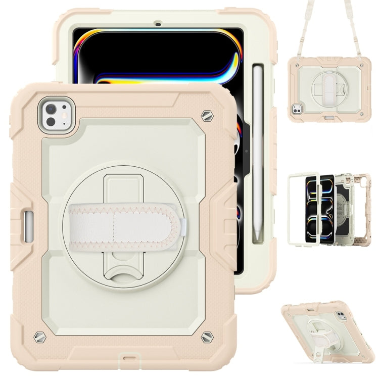 Lucky Wheel Grip Silicone Hybrid PC Tablet Case with Shoulder Strap, For iPad Pro 11 2025 / 2024