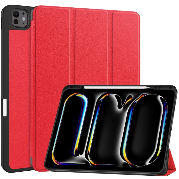 Custer TPU Pure Color 3-Fold Holder Smart Leather Tablet Case with Pen Tray, For iPad Air 13 2024 / 2025 / 2026, For iPad Pro 13 2025 / 2024