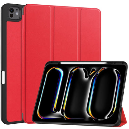 Custer TPU Pure Color 3-Fold Holder Smart Leather Tablet Case with Pen Tray, For iPad Air 13 2024 / 2025 / 2026, For iPad Pro 13 2025 / 2024