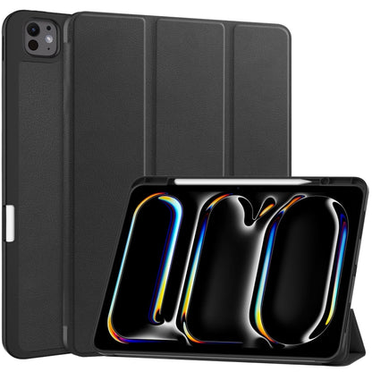 Custer TPU Pure Color 3-Fold Holder Smart Leather Tablet Case with Pen Tray, For iPad Air 13 2024 / 2025 / 2026, For iPad Pro 13 2025 / 2024