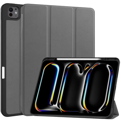 Custer TPU Pure Color 3-Fold Holder Smart Leather Tablet Case with Pen Tray, For iPad Air 13 2024 / 2025 / 2026, For iPad Pro 13 2025 / 2024