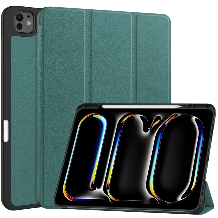 Custer TPU Pure Color 3-Fold Holder Smart Leather Tablet Case with Pen Tray, For iPad Air 13 2024 / 2025 / 2026, For iPad Pro 13 2025 / 2024