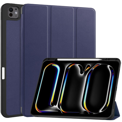 Custer TPU Pure Color 3-Fold Holder Smart Leather Tablet Case with Pen Tray, For iPad Air 13 2024 / 2025 / 2026, For iPad Pro 13 2025 / 2024
