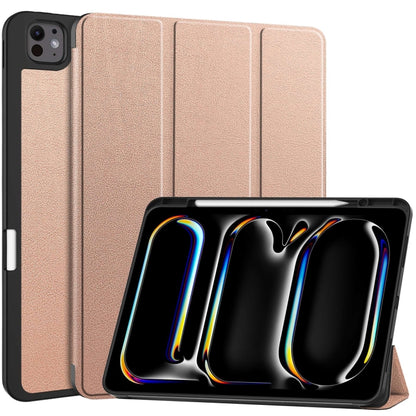 Custer TPU Pure Color 3-Fold Holder Smart Leather Tablet Case with Pen Tray, For iPad Air 13 2024 / 2025 / 2026, For iPad Pro 13 2025 / 2024