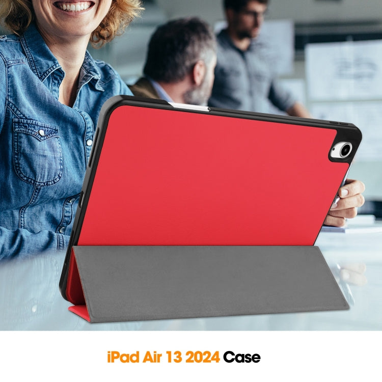 Custer TPU Pure Color 3-Fold Holder Smart Leather Tablet Case with Pen Tray, For iPad Air 13 2024 / 2025 / 2026, For iPad Pro 13 2025 / 2024