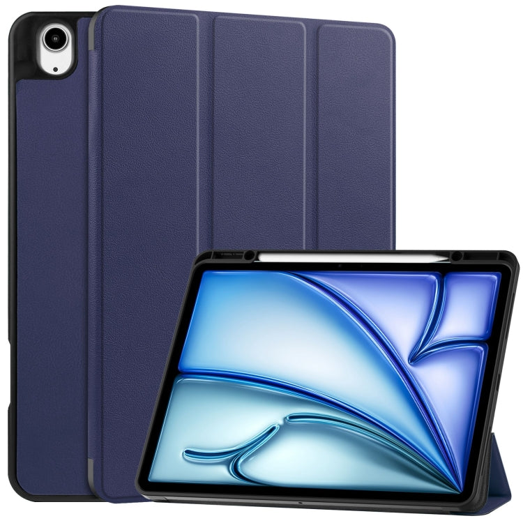 Custer TPU Pure Color 3-Fold Holder Smart Leather Tablet Case with Pen Tray, For iPad Air 13 2024 / 2025 / 2026, For iPad Pro 13 2025 / 2024