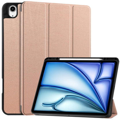 Custer TPU Pure Color 3-Fold Holder Smart Leather Tablet Case with Pen Tray, For iPad Air 13 2024 / 2025 / 2026, For iPad Pro 13 2025 / 2024