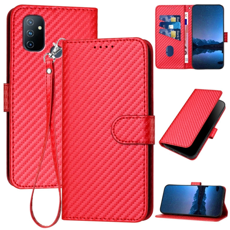 YX0070 Carbon Fiber Buckle Leather Phone Case with Lanyard, For OnePlus 9, For OnePlus Nord N10 5G, For OnePlus Nord N100 4G