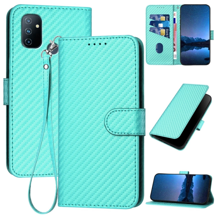 YX0070 Carbon Fiber Buckle Leather Phone Case with Lanyard, For OnePlus 9, For OnePlus Nord N10 5G, For OnePlus Nord N100 4G