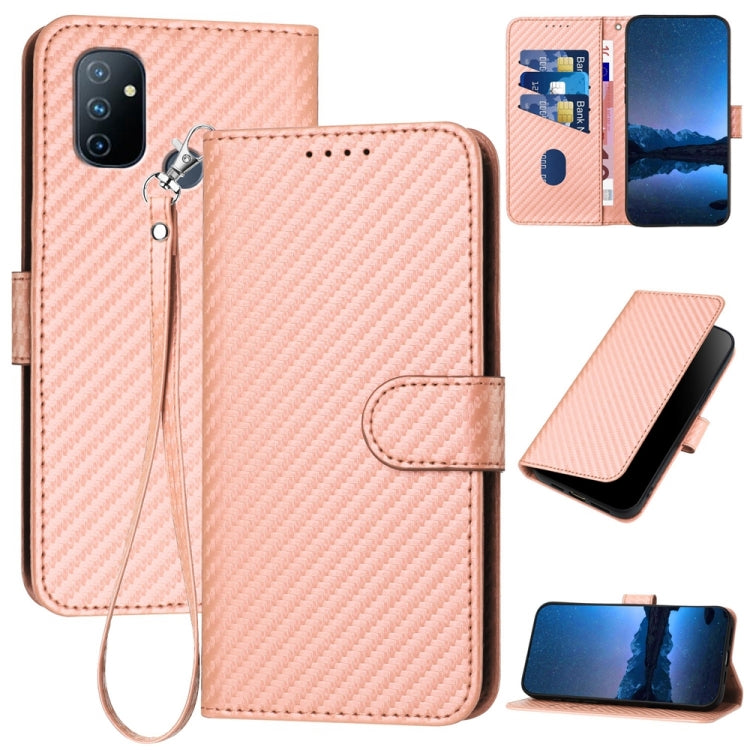 YX0070 Carbon Fiber Buckle Leather Phone Case with Lanyard, For OnePlus 9, For OnePlus Nord N10 5G, For OnePlus Nord N100 4G