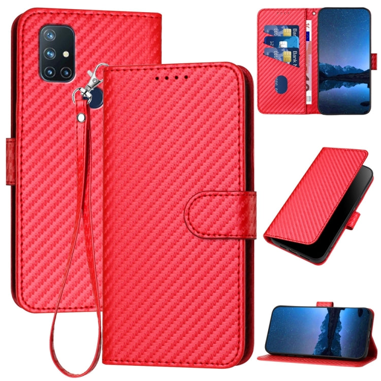YX0070 Carbon Fiber Buckle Leather Phone Case with Lanyard, For OnePlus 9, For OnePlus Nord N10 5G, For OnePlus Nord N100 4G