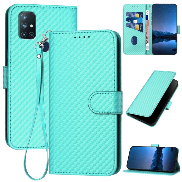 YX0070 Carbon Fiber Buckle Leather Phone Case with Lanyard, For OnePlus 9, For OnePlus Nord N10 5G, For OnePlus Nord N100 4G