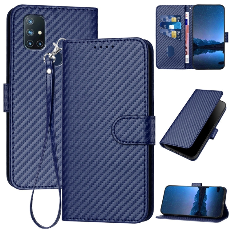 YX0070 Carbon Fiber Buckle Leather Phone Case with Lanyard, For OnePlus 9, For OnePlus Nord N10 5G, For OnePlus Nord N100 4G