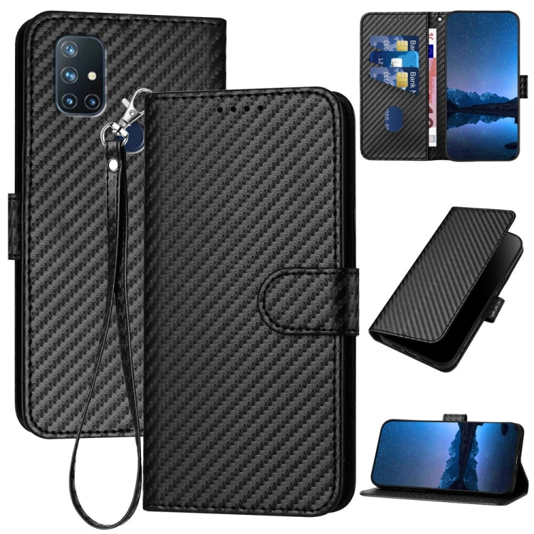 YX0070 Carbon Fiber Buckle Leather Phone Case with Lanyard, For OnePlus 9, For OnePlus Nord N10 5G, For OnePlus Nord N100 4G