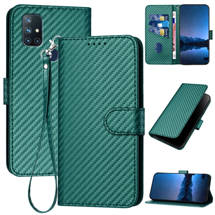 YX0070 Carbon Fiber Buckle Leather Phone Case with Lanyard, For OnePlus 9, For OnePlus Nord N10 5G, For OnePlus Nord N100 4G