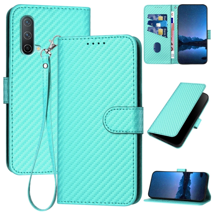 YX0070 Carbon Fiber Buckle Leather Phone Case with Lanyard, For OnePlus Nord CE 5G, For OnePlus Nord 2 5G, For OnePlus 9 Pro