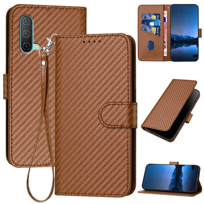 YX0070 Carbon Fiber Buckle Leather Phone Case with Lanyard, For OnePlus Nord CE 5G, For OnePlus Nord 2 5G, For OnePlus 9 Pro
