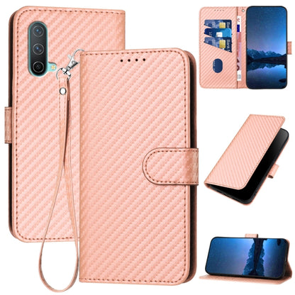 YX0070 Carbon Fiber Buckle Leather Phone Case with Lanyard, For OnePlus Nord CE 5G, For OnePlus Nord 2 5G, For OnePlus 9 Pro