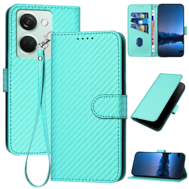 YX0070 Carbon Fiber Buckle Leather Phone Case with Lanyard, For OnePlus Ace 2V / Nord 3, For OnePlus 11, For OnePlus 9R 5G