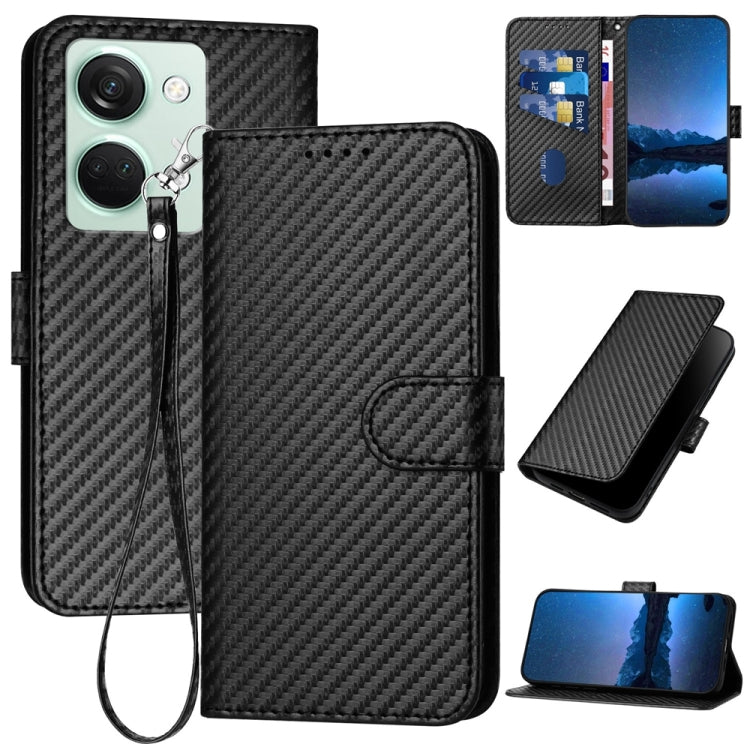 YX0070 Carbon Fiber Buckle Leather Phone Case with Lanyard, For OnePlus Ace 2V / Nord 3, For OnePlus 11, For OnePlus 9R 5G