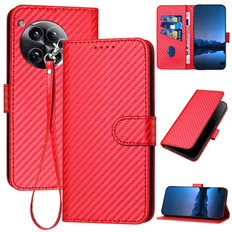 YX0070 Carbon Fiber Buckle Leather Phone Case with Lanyard, For OnePlus 13T, For OnePlus Ace 5 / 13R Global, For OnePlus 12