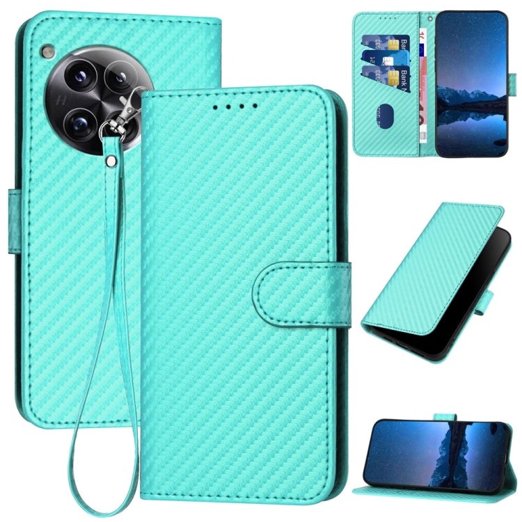 YX0070 Carbon Fiber Buckle Leather Phone Case with Lanyard, For OnePlus 13T, For OnePlus Ace 5 / 13R Global, For OnePlus 12