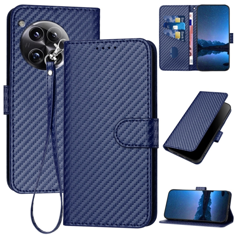 YX0070 Carbon Fiber Buckle Leather Phone Case with Lanyard, For OnePlus 13T, For OnePlus Ace 5 / 13R Global, For OnePlus 12