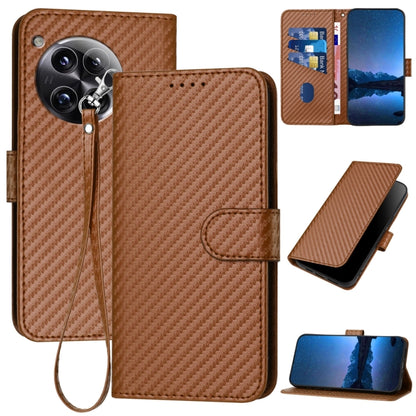 YX0070 Carbon Fiber Buckle Leather Phone Case with Lanyard, For OnePlus 13T, For OnePlus Ace 5 / 13R Global, For OnePlus 12