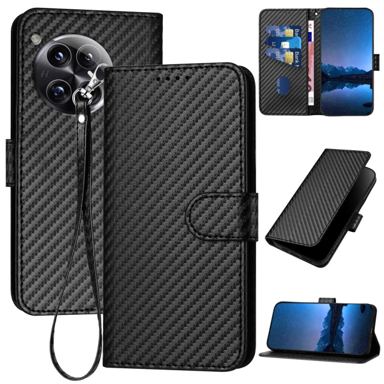 YX0070 Carbon Fiber Buckle Leather Phone Case with Lanyard, For OnePlus 13T, For OnePlus Ace 5 / 13R Global, For OnePlus 12