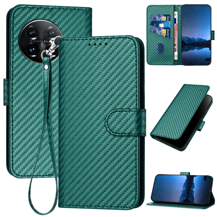 YX0070 Carbon Fiber Buckle Leather Phone Case with Lanyard, For OnePlus Ace 2V / Nord 3, For OnePlus 11, For OnePlus 9R 5G