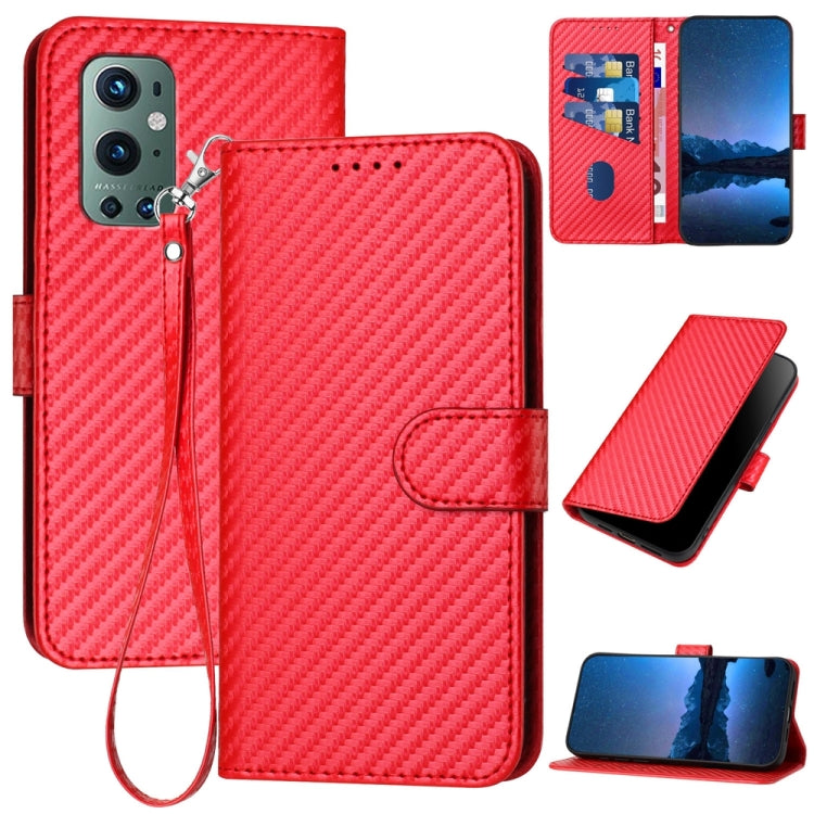 YX0070 Carbon Fiber Buckle Leather Phone Case with Lanyard, For OnePlus Nord CE 5G, For OnePlus Nord 2 5G, For OnePlus 9 Pro