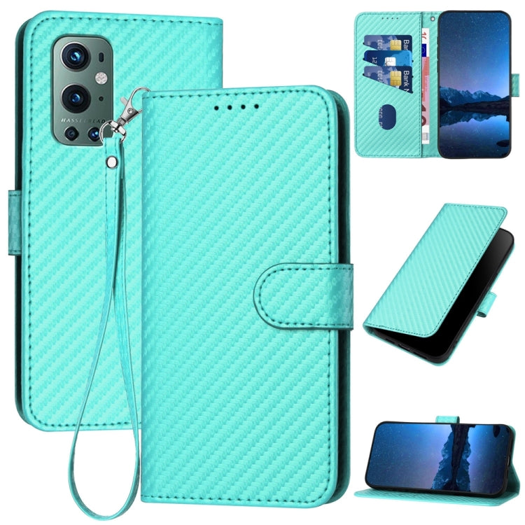 YX0070 Carbon Fiber Buckle Leather Phone Case with Lanyard, For OnePlus Nord CE 5G, For OnePlus Nord 2 5G, For OnePlus 9 Pro