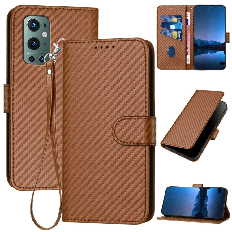 YX0070 Carbon Fiber Buckle Leather Phone Case with Lanyard, For OnePlus Nord CE 5G, For OnePlus Nord 2 5G, For OnePlus 9 Pro