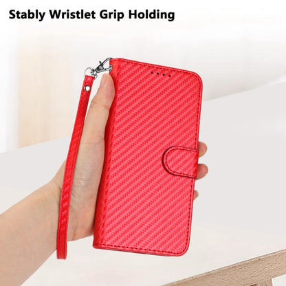 YX0070 Carbon Fiber Buckle Leather Phone Case with Lanyard, For OnePlus 8 Pro