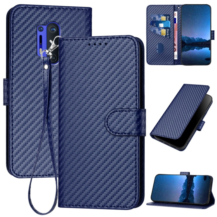 YX0070 Carbon Fiber Buckle Leather Phone Case with Lanyard, For OnePlus 8 Pro