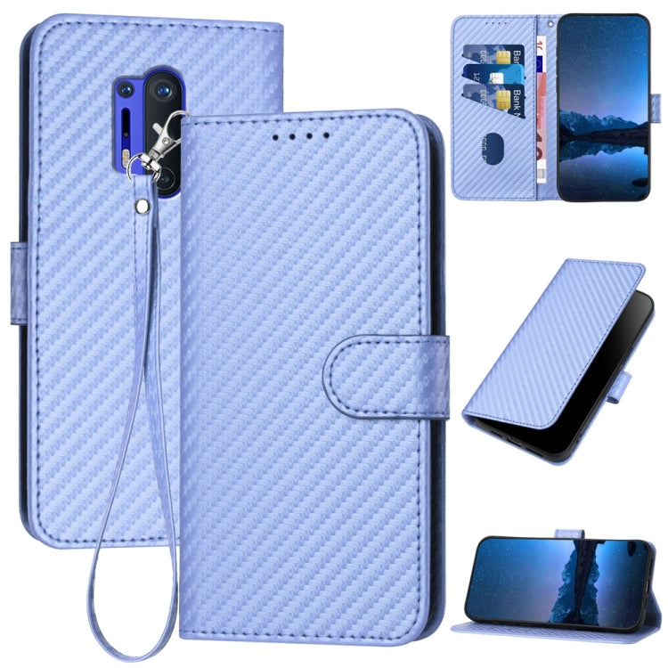 YX0070 Carbon Fiber Buckle Leather Phone Case with Lanyard, For OnePlus 8 Pro